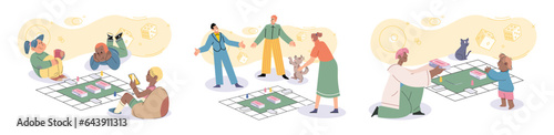 Game together. Family fun. Friendship time. Vector illustration. Lets gather our friends and have game night full of laughter and enjoyment Family time becomes even more special when we engage in photo