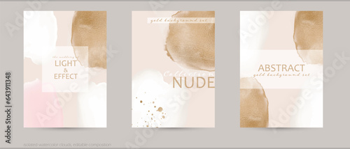 gold abstract watercolor vector background template for winter Christmas new year wedding jewelry post card poster booklet brochure flyer design