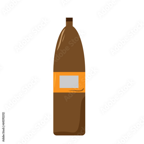 brown bottle with label on white background