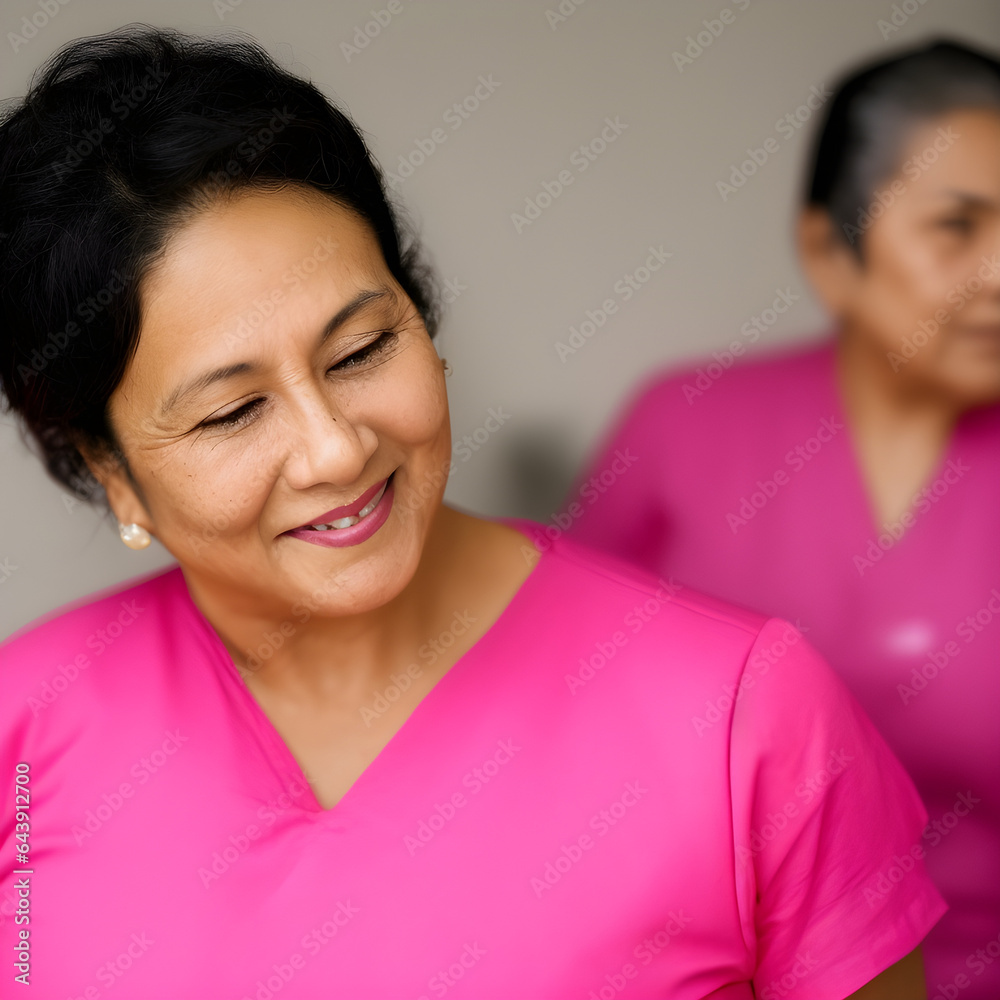 A portrait photo of an attractive female middle aged mixed race nurse. A portrait photo of an attractive female middle aged mixed race nurse.