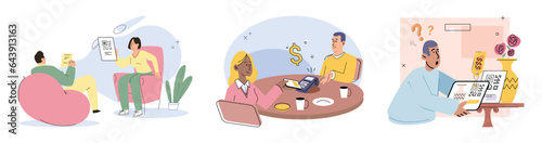 Cashless payment. Vector illustration. Cashless payments eliminate hassle of carrying and handling physical coins and notes NFC technology enables tap-and-go payments without need for physical contact