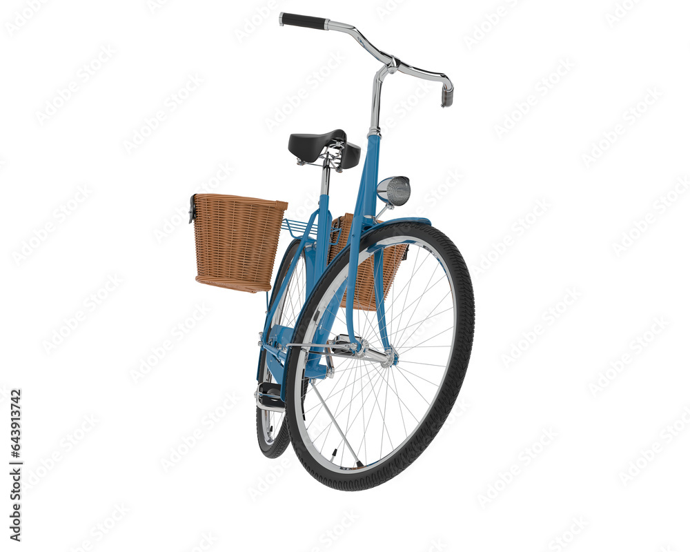 Classic bike with basket isolated on transparent background. 3d rendering - illustration Classic bike with basket isolated on transparent background. 3d rendering - illustration