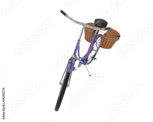 Classic bike with basket isolated on transparent background. 3d rendering - illustration