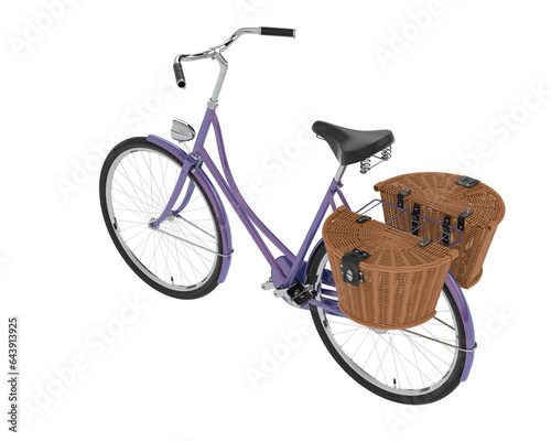 Classic bike with basket isolated on transparent background. 3d rendering - illustration © Elena