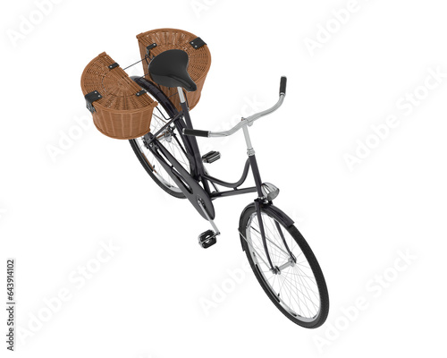 Classic bike with basket isolated on transparent background. 3d rendering - illustration © Elena