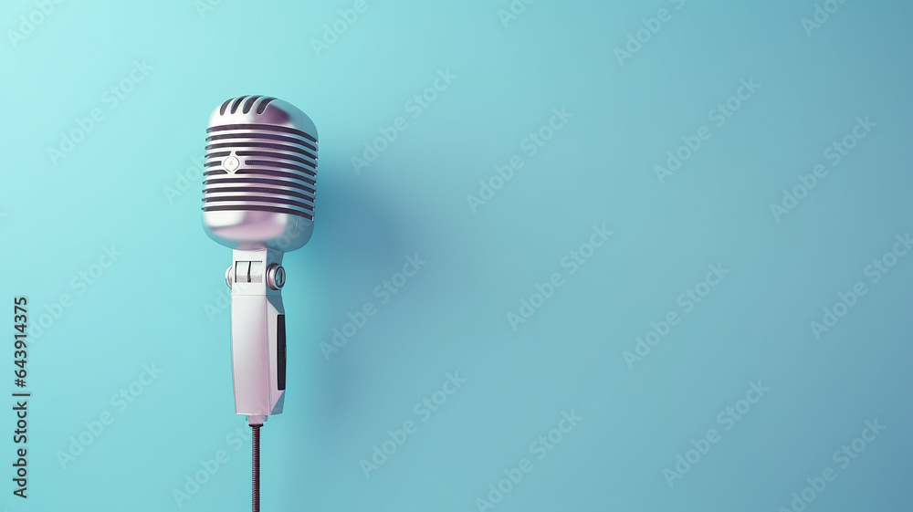 Fototapeta premium vintage microphone isolated on a smooth background media concept