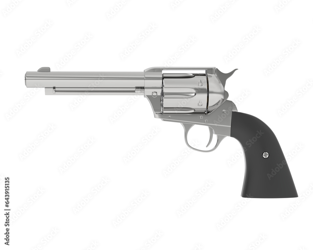 Old pistol isolated on transparent background. 3d rendering - illustration