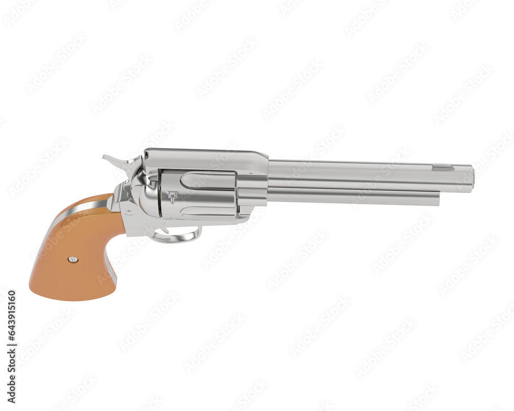 Old pistol isolated on transparent background. 3d rendering - illustration Old pistol isolated on transparent background. 3d rendering - illustration