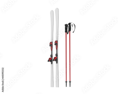 Ski set isolated on transparent background. 3d rendering - illustration