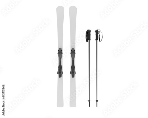 Ski set isolated on transparent background. 3d rendering - illustration