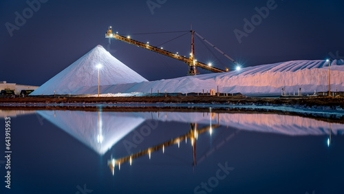 Port Hedland, WA, Australia - Salt mine industrial site at night