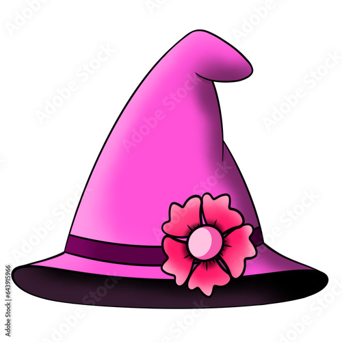 Photos Vector png pink witch hat hand drawing