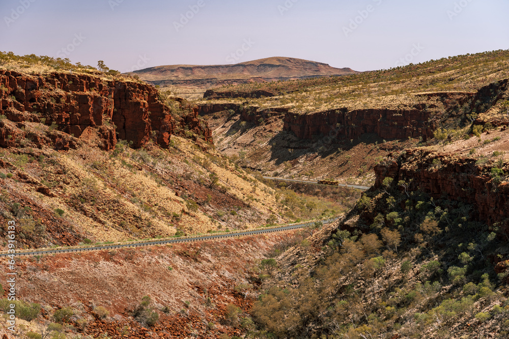 Road through the beautiful landscape in rural Western Australia near Karijini