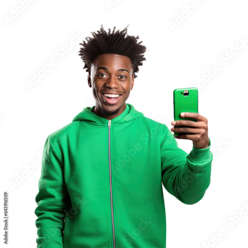 African man holding mobile phone