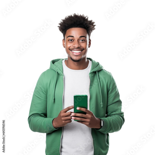 African man holding mobile phone