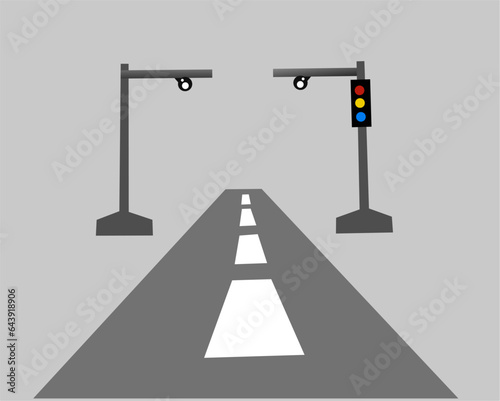 Video surveillance line icon. Supervision on the road. Checking the speed at the traffic light. Security camera concept.traffic orderly concept