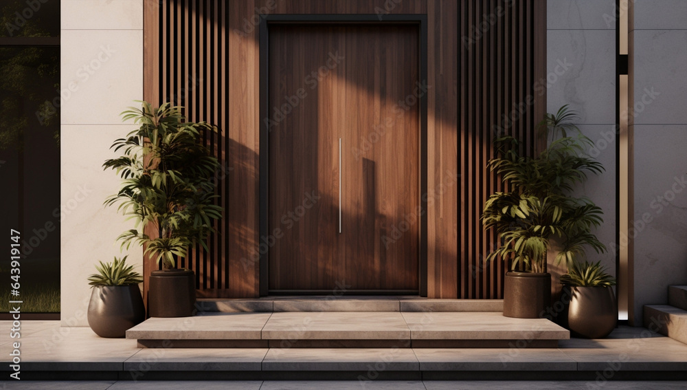 Background door entrance house design modern wall home building architecture empty wood floor