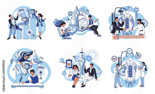 Team solving problems. Discussion of idea Creative mind, brainstorm Productivity, effectiveness Intelligence and knowledge development with brain performance Problems research and discover new idea,