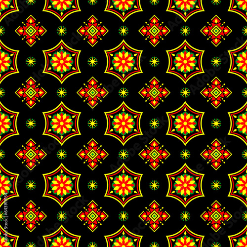 Geometric ethnic pattern seamless flower color. seamless pattern. Design for fabric,curtain,background,carpet,wallpaper,clothing,wrapping,Batik,mandalas,fabric,Vector illustration. pattern style.