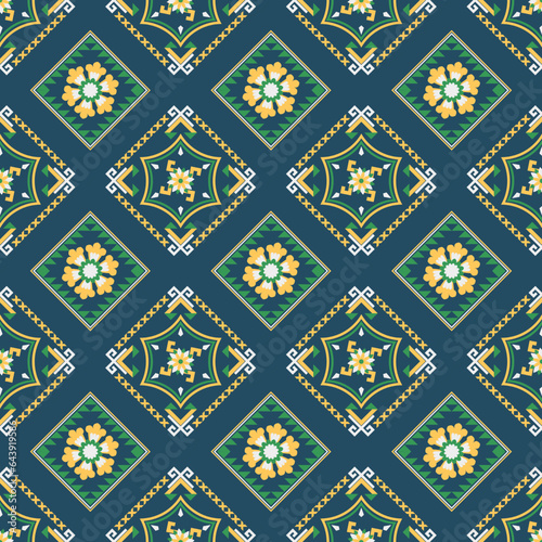 Geometric ethnic pattern seamless flower color. seamless pattern. Design for fabric,curtain,background,carpet,wallpaper,clothing,wrapping,Batik,mandalas,fabric,Vector illustration. pattern style.