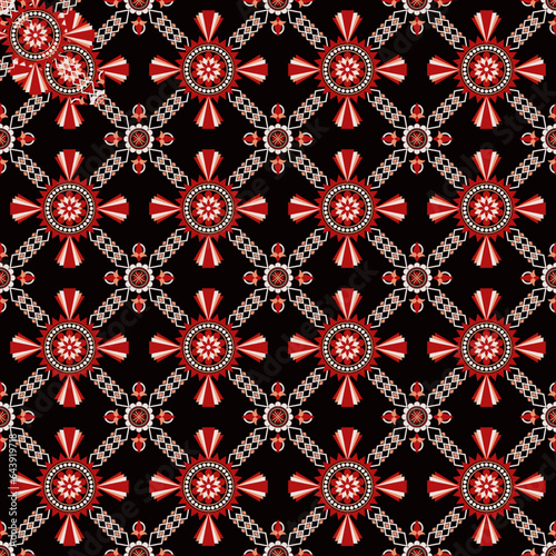 Geometric ethnic pattern seamless flower color. seamless pattern. Design for fabric,curtain,background,carpet,wallpaper,clothing,wrapping,Batik,mandalas,fabric,Vector illustration. pattern style.