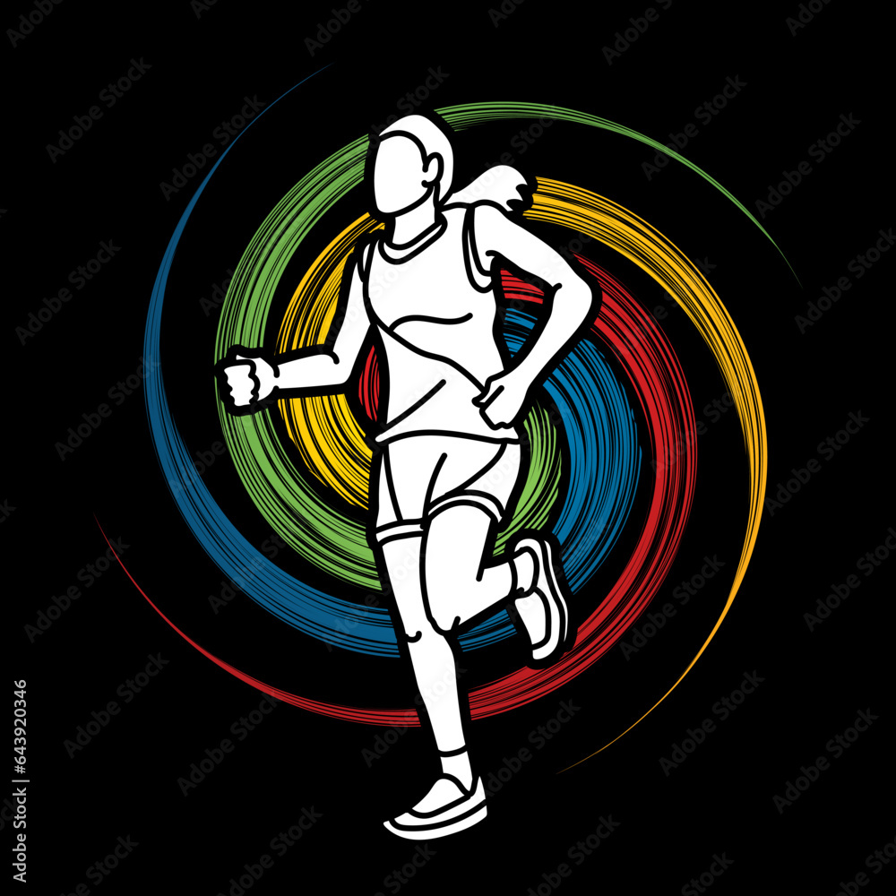 A Woman Start Running Action Marathon Runner Cartoon Female Run Sport Graphic Vector