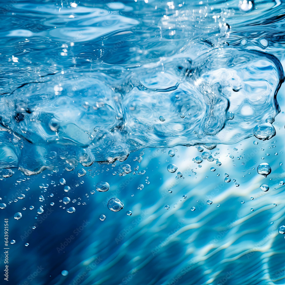 Blue water with waves, turbulence and bubbles. Splashing clear and bubble water texture or background. Blue water with waves, turbulence and bubbles. Splashing clear and bubble water texture or background.