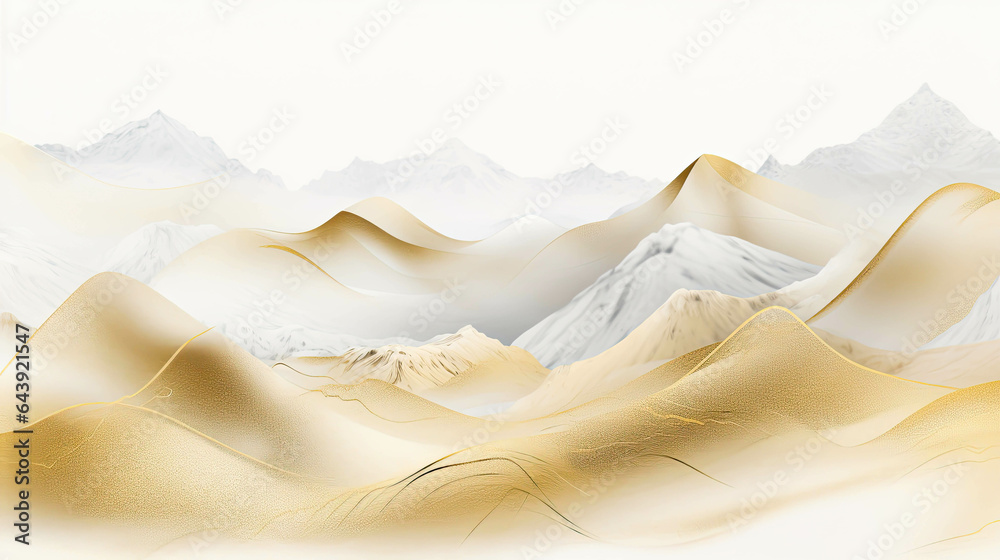 The moon or the sun in in a mountain line art texture with black, gold and white colors. Simplistic background texture or wall art in white colors. The moon or the sun in in a mountain line art texture with black, gold and white colors. Simplistic background texture or wall art in white colors.