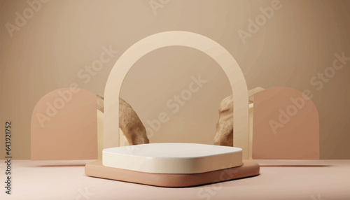 Graphics Minimal modern product display on beige background in natural earth tones
vector .
