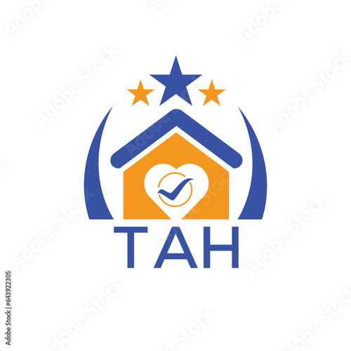 TAH House logo Letter logo and star icon. Blue vector image on white background. KJG house Monogram home logo picture design and best business icon. 
