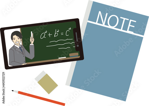 スマホで学習する受験勉強のイメージイラスト