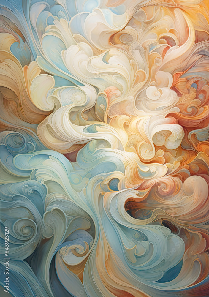 Dynamic swirling patterns and streaks of light, Pale colors AI Generated