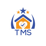 TMS House logo Letter logo and star icon. Blue vector image on white background. KJG house Monogram home logo picture design and best business icon. 