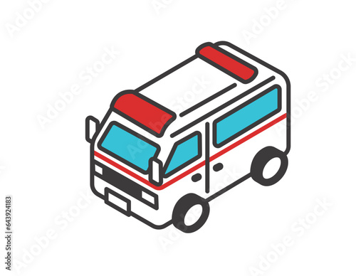 救急車のアイソメアイコンのベクターイラスト素材