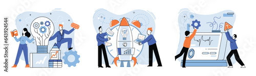 Team solving problems Teamwork business concept Creative idea problem solution cooperation.Thinking and imagination, problem solving, brainstorming, idea and human fantasy, motivation and inspiration,