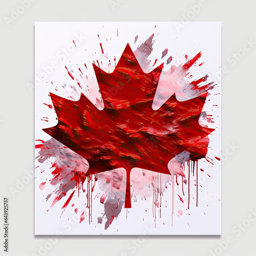 Flag of Canada day with maple abstract art, Generative AI
