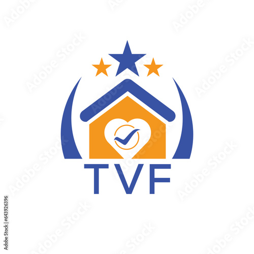 TVF House logo Letter logo and star icon. Blue vector image on white background. KJG house Monogram home logo picture design and best business icon. 
 photo