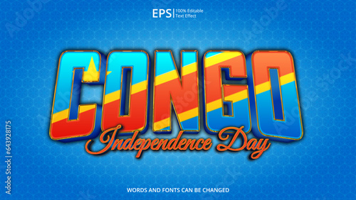 dr congo editable text effect with congo flag pattern suitable for poster design about holiday, Feast day or congo independence day moment