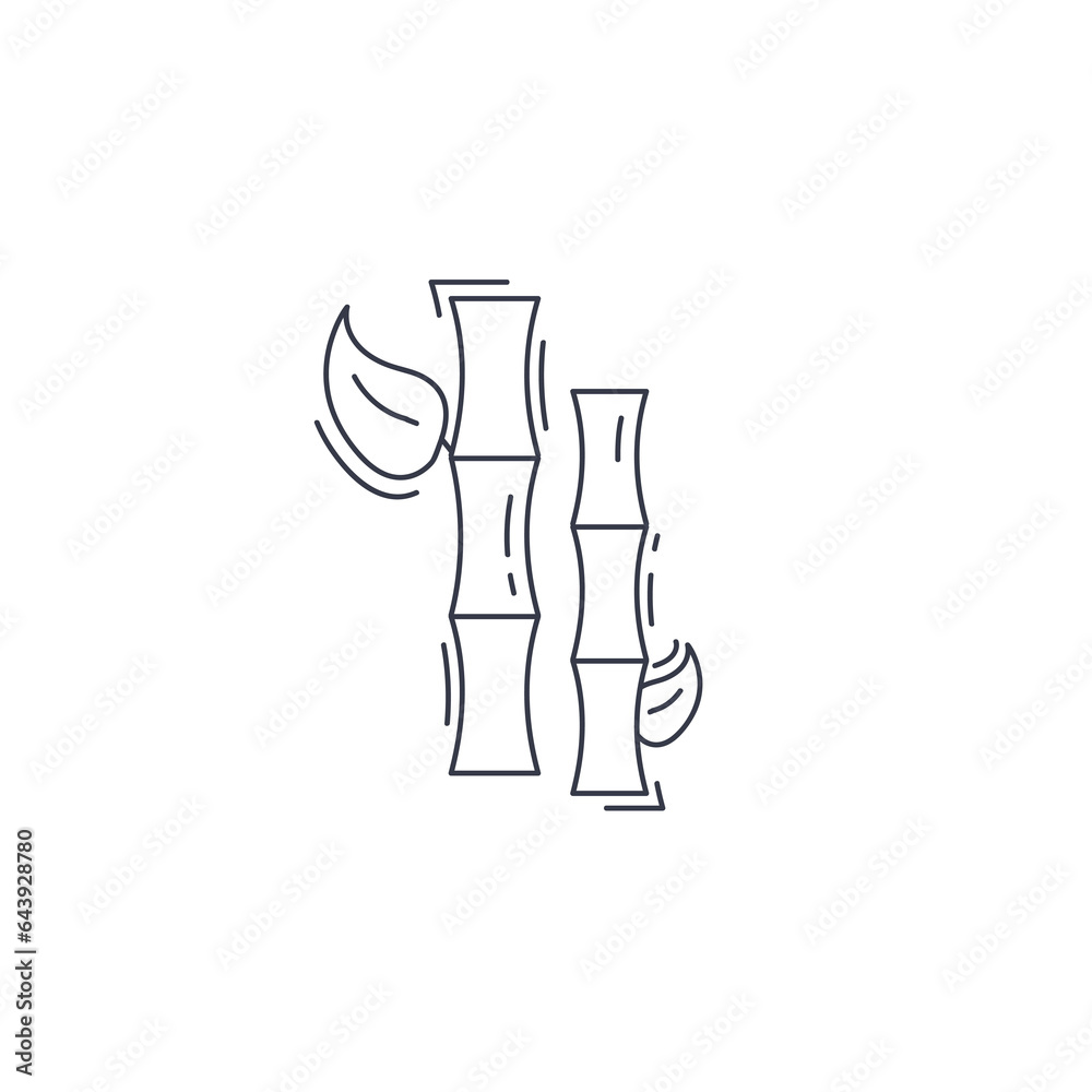 Bamboo line icon. bamboo branch thin line icon. Bamboo line icon. bamboo branch thin line icon.