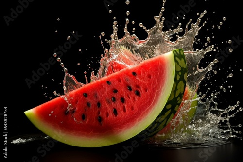 A ripe watermelon bursting open with juiciness. Generative AI