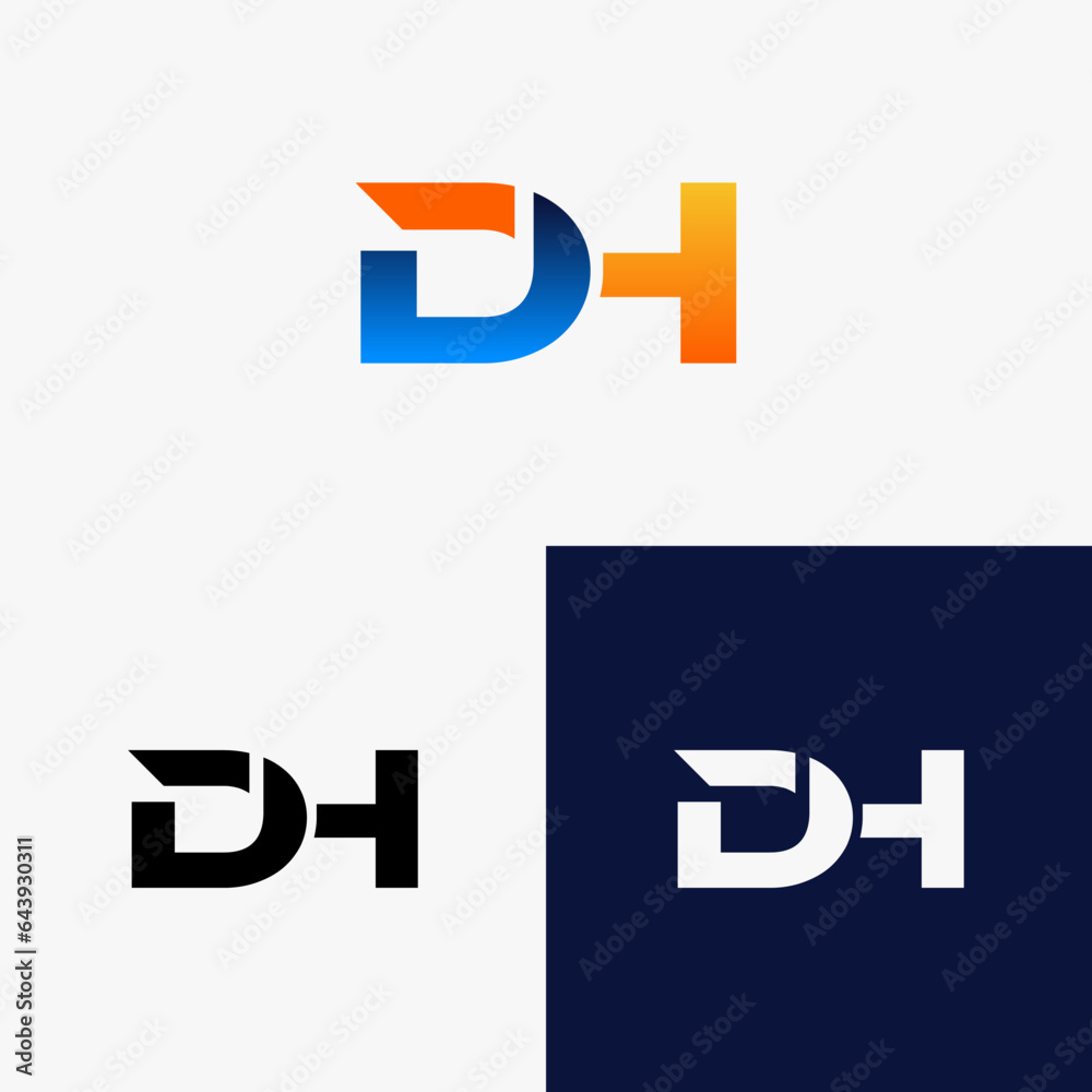 Fototapeta premium DH Initial Logo with Colorful Gradient Style