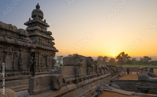 shore temple at sunset