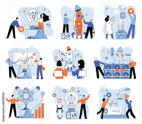 Team solving problems Creative idea problem solution cooperation.Thinking and imagination, problem solving, brainstorming, idea and human fantasy, motivation and inspiration, find right solution