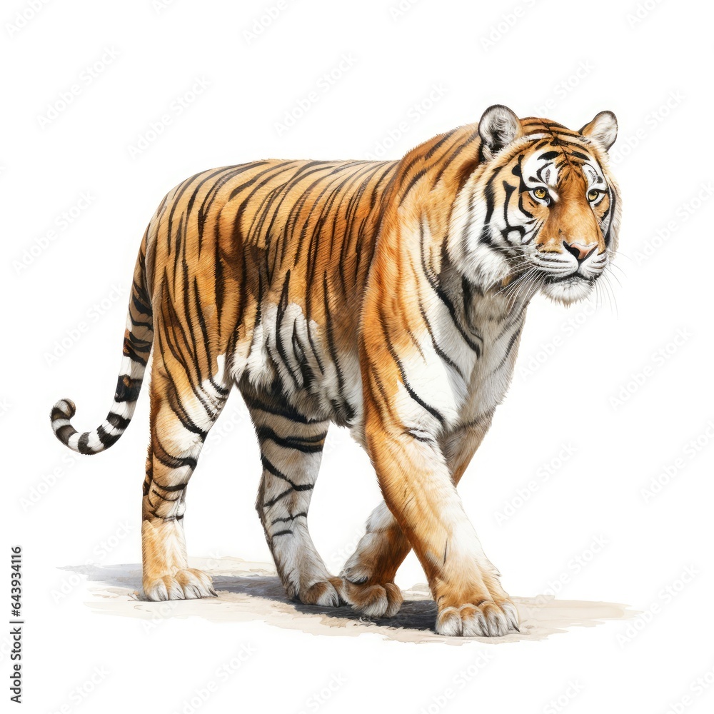 Naklejka premium Siberian Tiger isolated on white background. AI generated Image