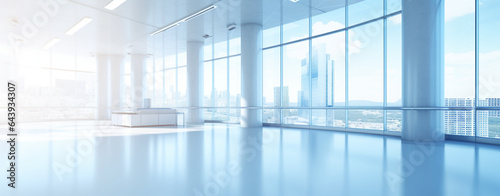 Wallpaper Mural interior of a large empty bright hall with large panoramic windows at dawn. Generative Ai Torontodigital.ca