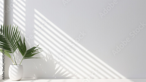 white interior with a window and plants. Generative Ai © PETR BABKIN