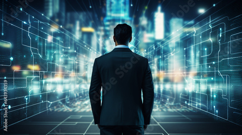 futuristic illustration. a person entered the global network. Generative Ai