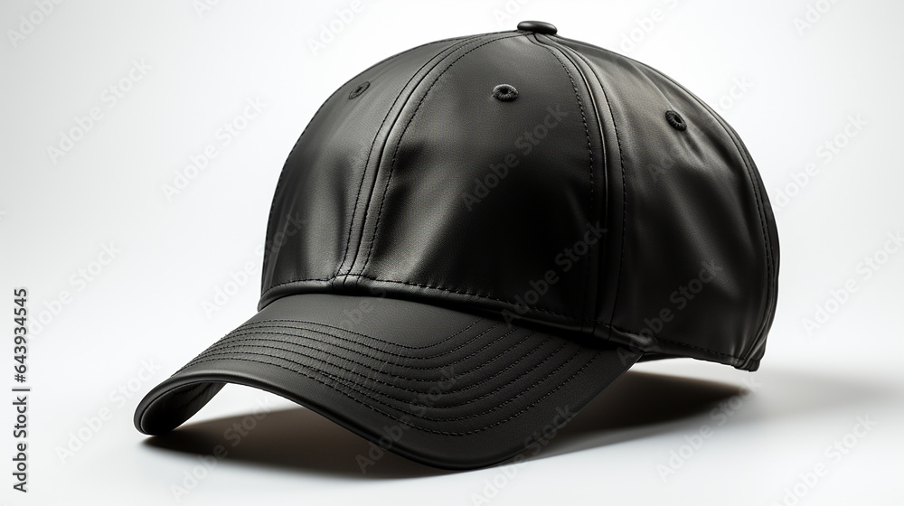 Black baseball cap isolated on white background generative AI Black baseball cap isolated on white background generative AI