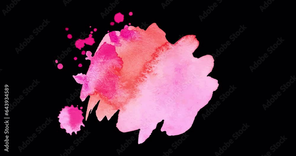 Watercolor Splash Hand Drawn Stain on transparent background, Alpha Channel included.