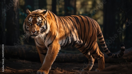 Close up of a tiger walking in the forest. AI generated Image